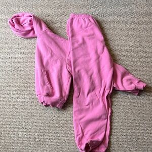 SKIMS Pink Semi Cropped Hoodie and Ankle Sweat Pants